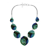 Women’s sterling silver necklace with oval abalone shell pieces and Bali-inspired accents.